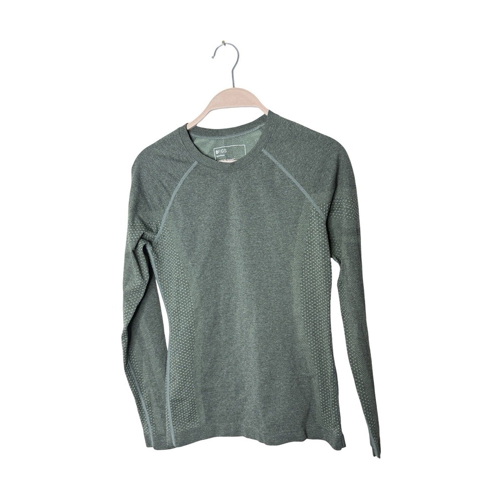 FIGS Seamless Pullover Shirt Womens Small Green Long Sleeve Performance Athletic